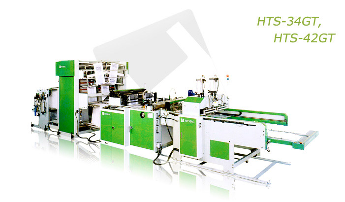 Fully automatic servo drive T-Shirt bag making machine with gusseting unit (HTS-34GT, HTS-42GT)