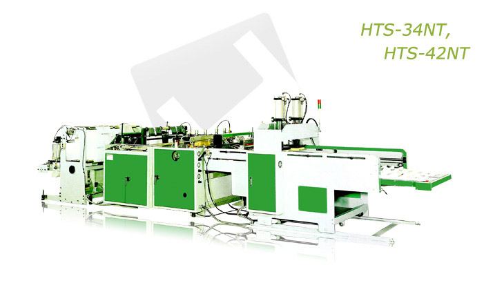 Máquina fabricadora de dos pistas, de bolsas impresas tipo camiseta completamente automática con servo motor (HTS-34NT, HTS-42NT)